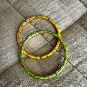C Wonder Yellow and Green set of Bamboo-Style Bangles